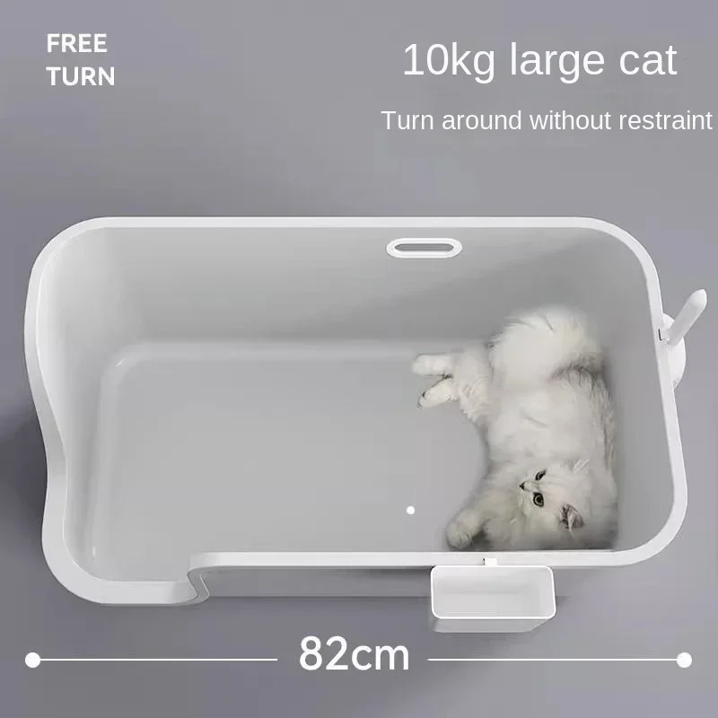 Caja de arena Extra grande para gatos, gigante, completamente abierta, a prueba de salpicaduras, 80 King, baño para gatos de gran tamaño - imagen 2