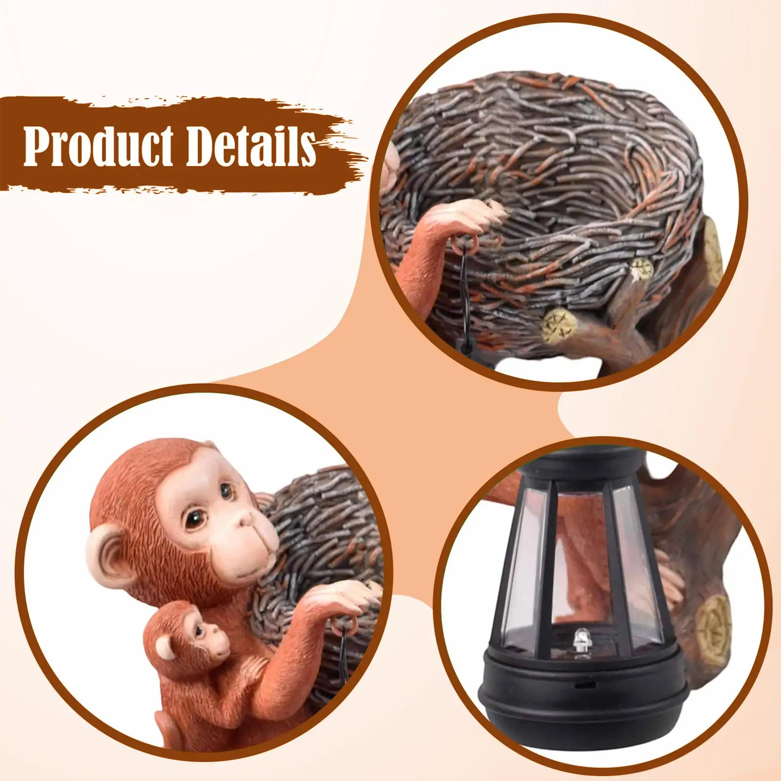 Colección de estatuas de mono con luz Solar, adorno decorativo de resina, decoración de jardín y paisaje para pasarela, exterior, patio de casa - imagen 5