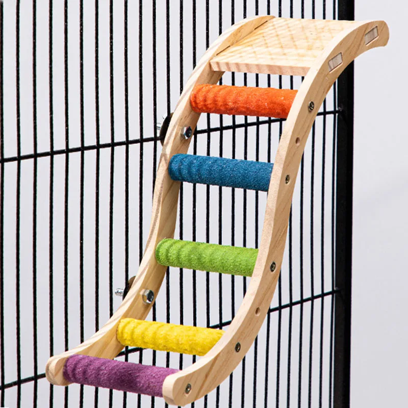 Juguete escalera de madera colorida para loros - Percha y columpio - imagen 5
