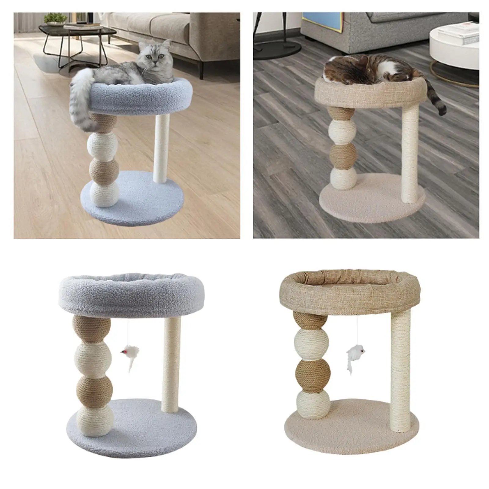 Cat Scratch Post for Indoor Cats,Small Cat Tree with Hang Ball,Interactive Toy,Cat Sisal Scratcher Tree Kitten Scratch