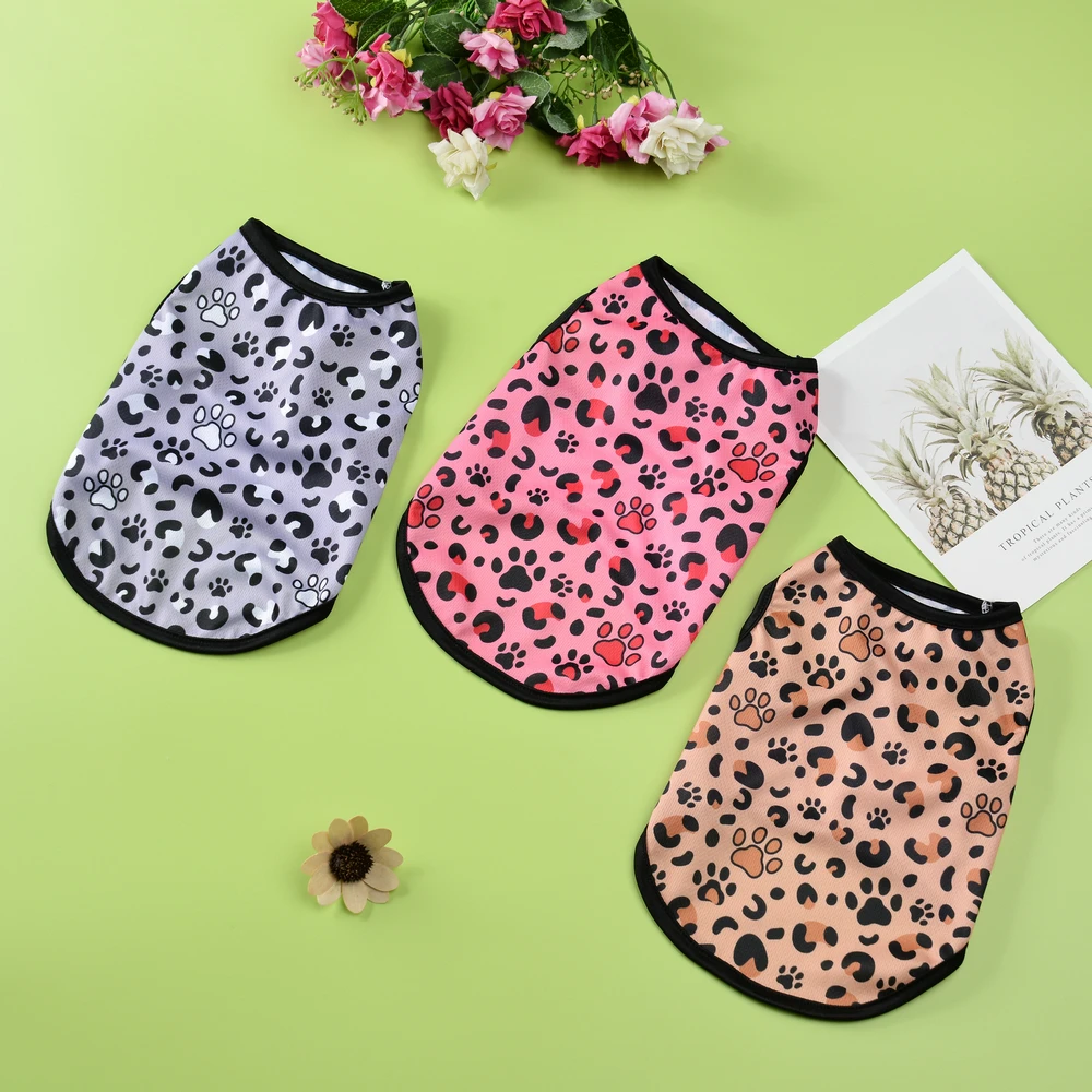 Chaleco con estampado de leopardo para mascotas, ropa de verano para perros pequeños y medianos, abrigo suave y acogedor para cachorros, ropa transpirable para gatos, Chihuahua y Pug - imagen 2