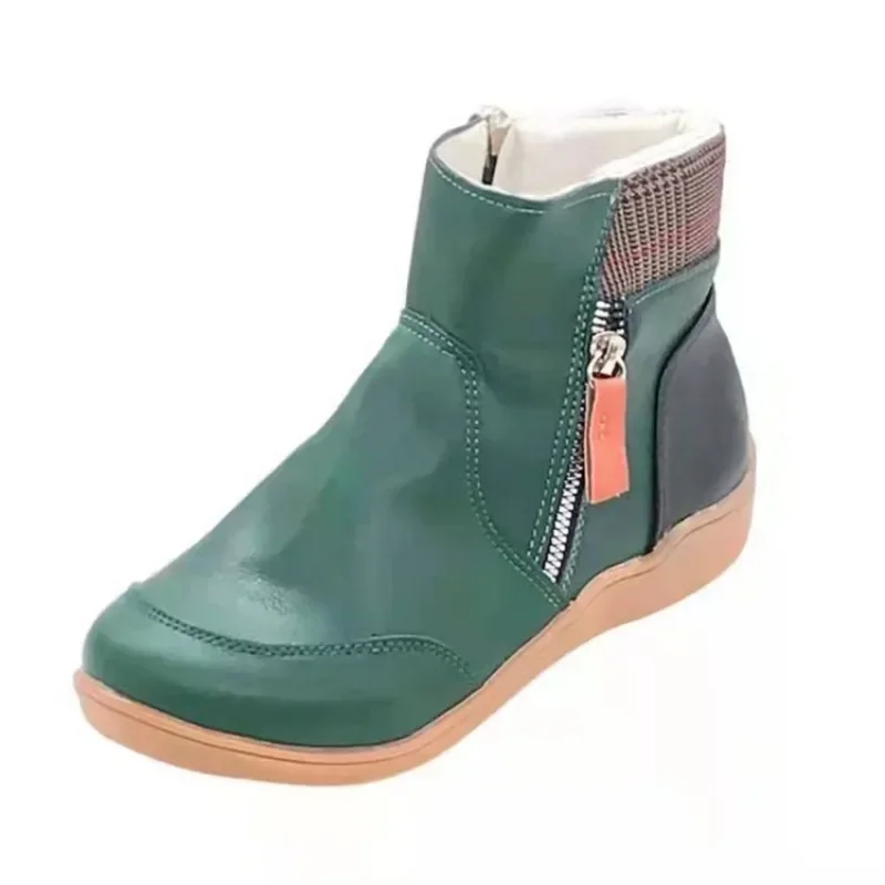 Botines de cuero con plataforma y cremallera para mujer, zapatos planos de tacón cuadrado, estilo Punk, novedad de otoño e invierno, 2024 - imagen 4