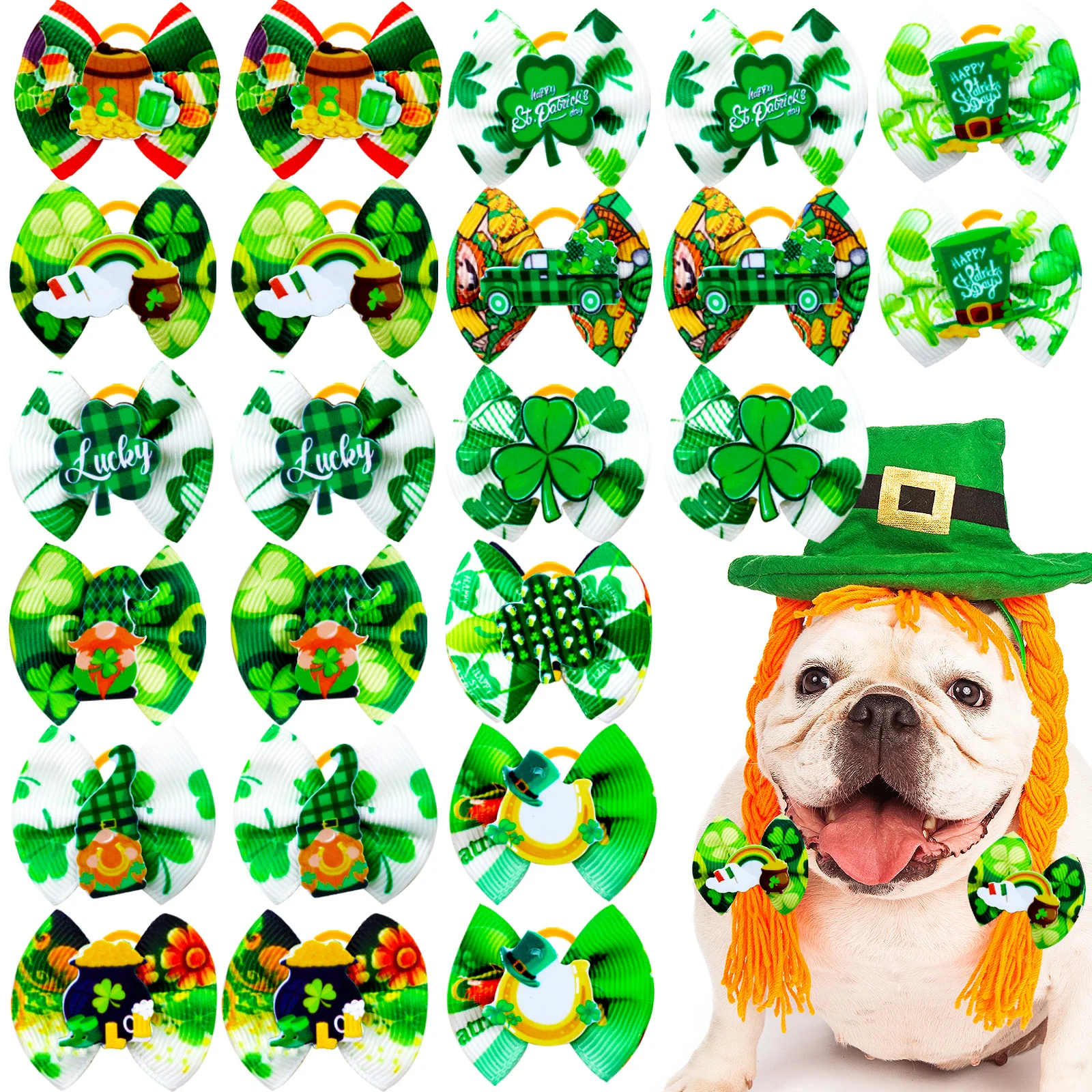 Lazos para perro con flores verdes – Accesorio pelo cómodo
