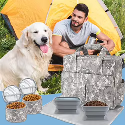 Bolsa de viaje portátil para mascotas con almohadilla y cuenco