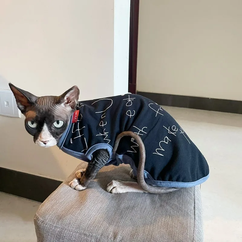 Sphynx-Chaqueta de algodón elástica sin pelo para gato, abrigo a cuadros para mascota, camiseta suave de moda para primavera - imagen 4