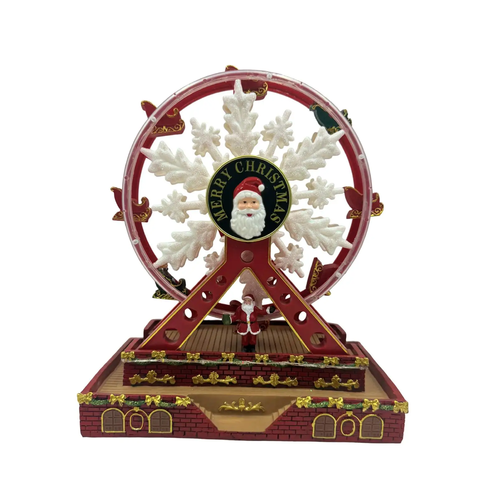 Rotating Ferris Wheel Sculpture Resin Christmas Tabletop Decoration Musical Box Ornament for Living Room Interior