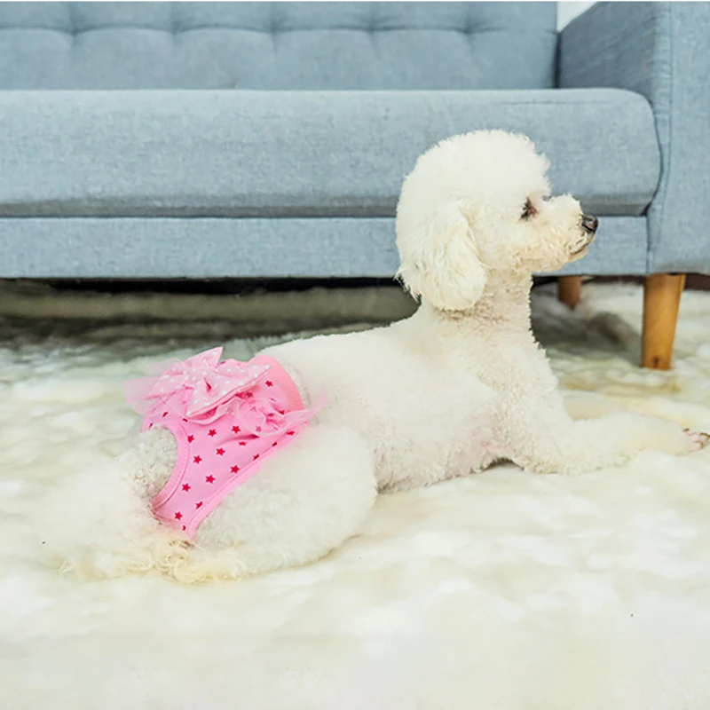 Pantalones fisiológicos para mascotas, pañales reutilizables de algodón con lazo para cachorros, bragas sanitarias para mascotas, ropa interior femenina para mascotas, ropa lavable - imagen 2