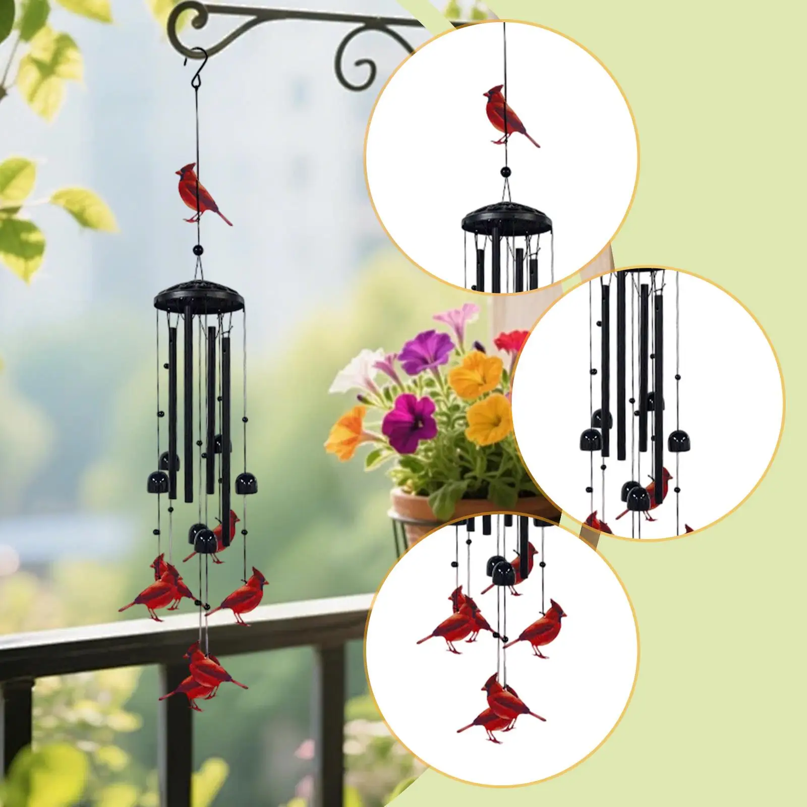 Carillón de viento cardinal, regalo de inauguración de la casa al aire libre, carillón de viento de simpatía, decoración colgante para patio, hogar, mamá, abuela, mujeres - imagen 5