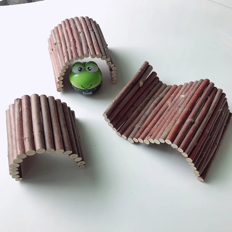 Pequeño mascota Molar rama de sauce accesorios de conejo hámster Molar suministros Totoro escalera de escalada valla arco puente juguete D9106 - imagen 3