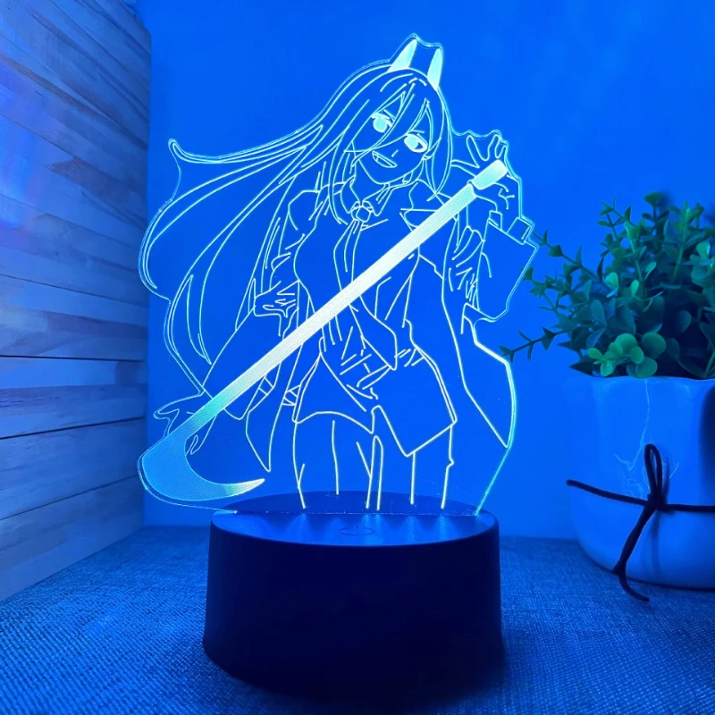 Lámpara LED Chainsaw Man Figura Denji Power Makima Luz nocturna - imagen 4