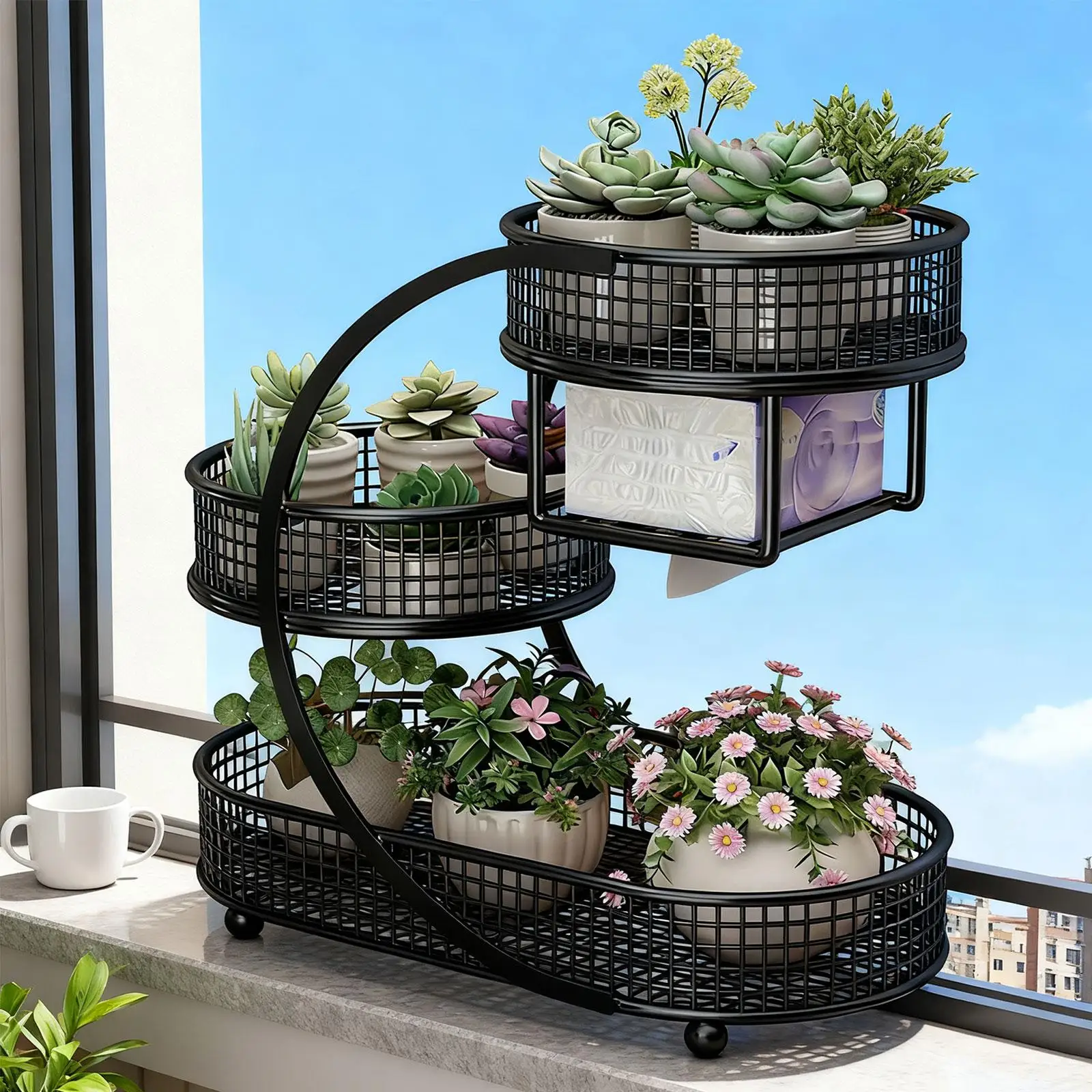 Soporte para cesta de frutas, cestas de almacenamiento de pan, cesta moderna de almacenamiento de frutas y verduras resistente de 3 niveles para aperitivos domésticos y sala de estar - imagen 3