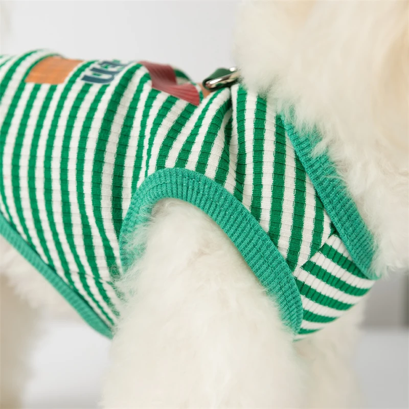 Ropa transpirable de verano para perros, gorro Unisex para exteriores, chalecos para Chihuahua, camiseta a rayas para cachorros pequeños y medianos, 2 uds. - imagen 3