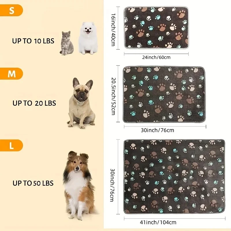 Manta franela suave cálida para perros y gatos – Estampado de pata - imagen 3