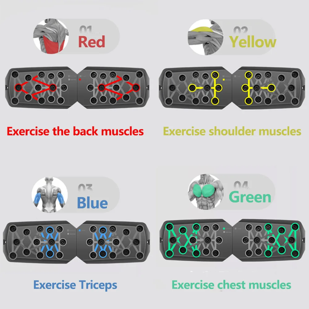Juego de tablero de realce multifuncional portátil con asas, equipo de Fitness plegable para entrenamiento de pecho, Abdomen, brazos y espalda # Colo - imagen 2