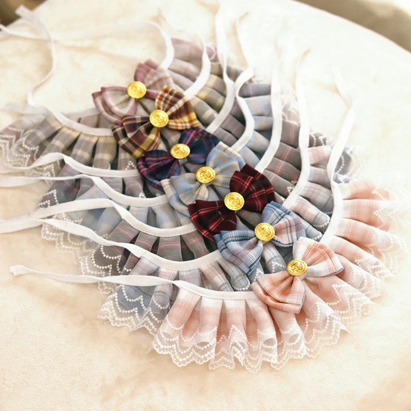 Babero de encaje para mascotas, toalla para Saliva con lazo, enrejado, flor, gato, perro, Collar decorativo, Bandana, accesorios para mascotas, 1 ud. - imagen 4