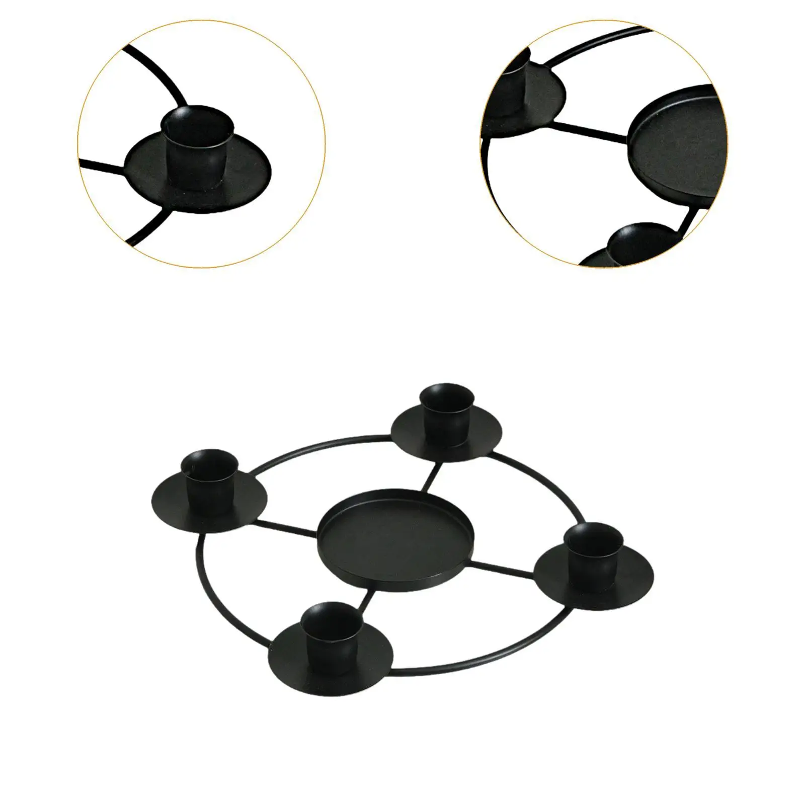 Anillo de corona de Adviento, adorno de escritorio, candelabro de hierro, portavelas de Navidad de Adviento para velas Tapper para Festival - imagen 5