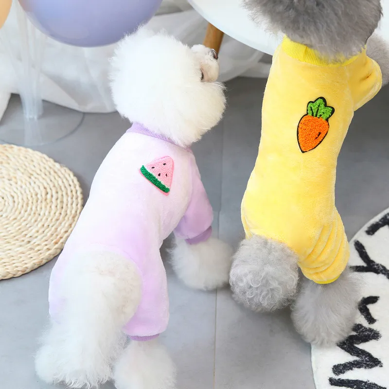 Pijamas cálidos para perros, ropa para perros, abrigo, mono con patrón de frutas, ropa para perros, mascotas, ropa de moda de cuatro patas - imagen 2