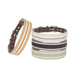 Collar de cuero para perro, collares para perro con correa tejida de cuero auténtico y resistente con hebilla de Metal, Collar ancho de entrenamiento para caminar para perros