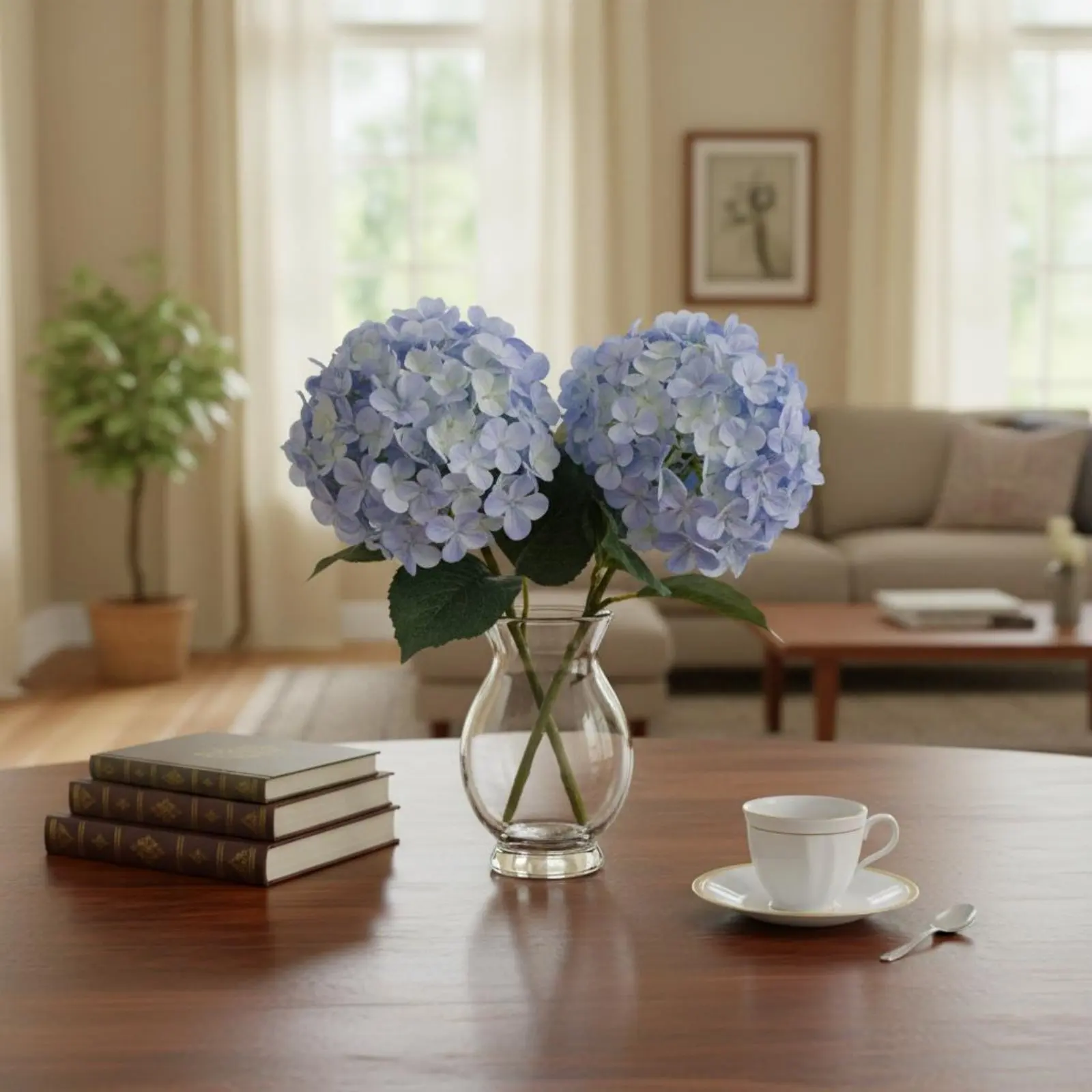 Hortensia artificial realista tallo largo para centro mesa decorativa - imagen 3