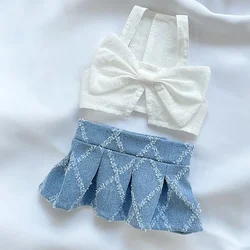 Chaleco denim patchwork con lazo para perros y gatos veraniego