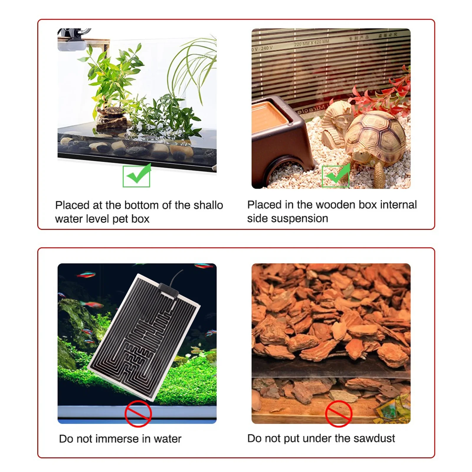 Almohadilla calefactora para reptiles con enchufe europeo, calentador de tortugas y lagartos, alfombrilla con controlador de temperatura ajustable y cálida para pecera pequeña, 1 ud. - imagen 4