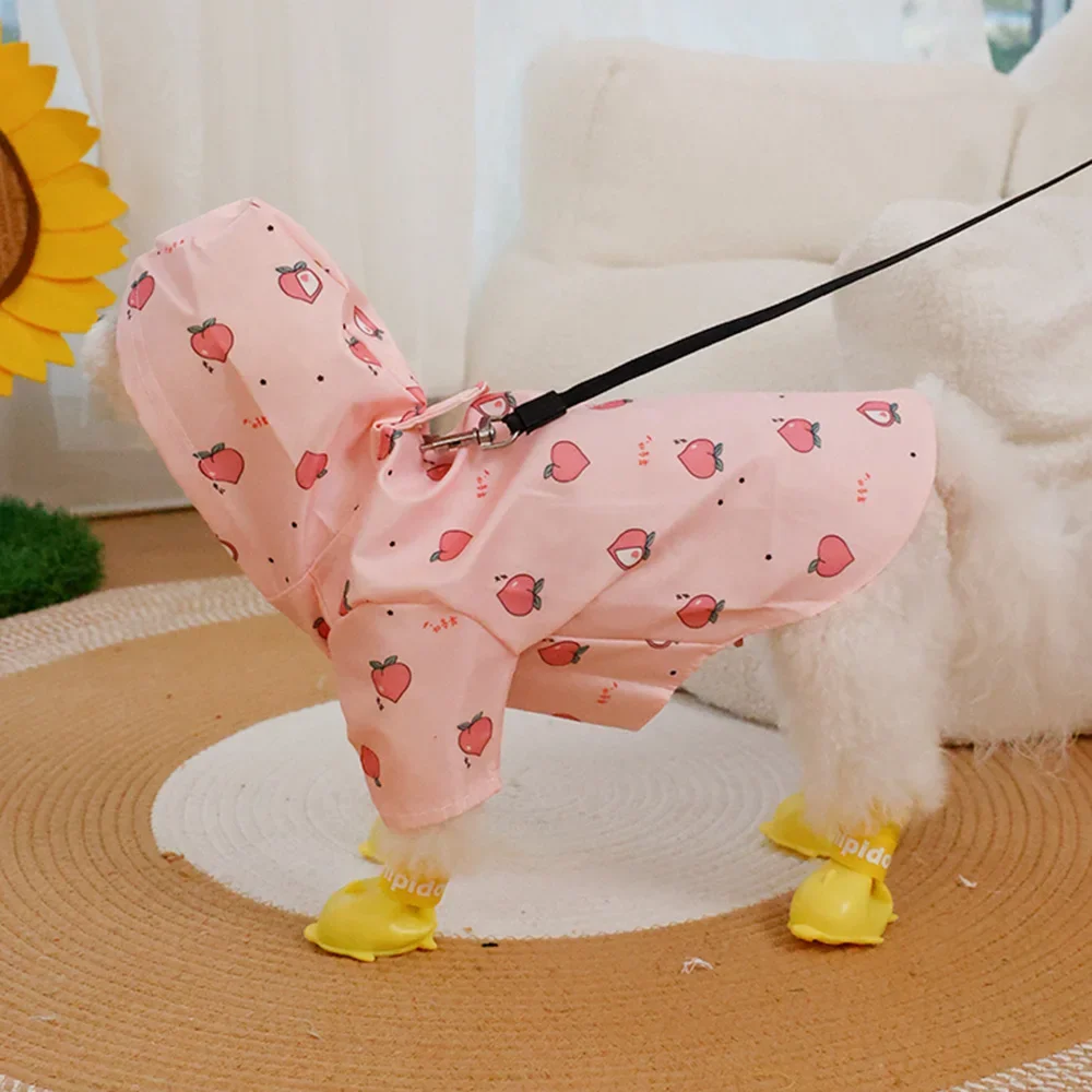 Chubasquero para mascotas de primavera y verano, abrigo impermeable con estampado bonito para perros pequeños, ropa para cachorros de Pomerania Schnauzer, capas para lluvia - imagen 4