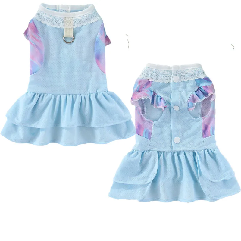 Ropa para perros, ropa refrescante de seda helada de verano, cárdigan rosa y azul para niñas, vestido para perros pequeños y medianos, vestidos para perros Chiwa Yorkie