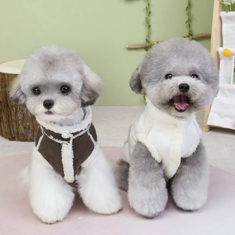 Chaqueta para perro, monos de invierno para perros, ropa de lana para perros pequeños, chaleco de felpa con anillo en D, ropa para mascotas Chihuahua Bulldog Francés - imagen 3