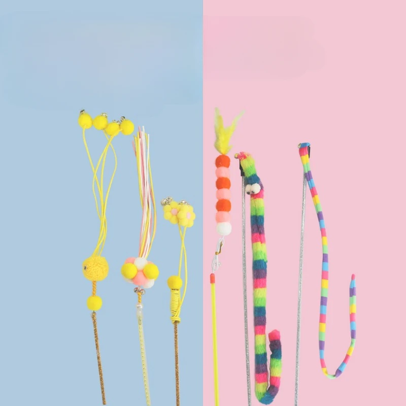 Juguete para gatos, palo de rompecabezas de plumas para gatos, juguete interactivo para gatos, oruga divertida, varilla colorida, suministros para gatos, accesorios para mascotas - imagen 5