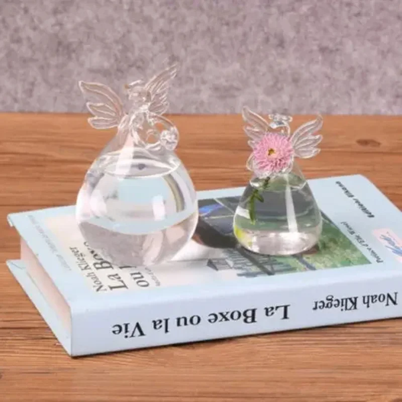 Mini pecera con forma de ángel, cristal transparente, pequeño acuario de escritorio para Betta Guppy, hogar, oficina y regalo de decoración de boda - imagen 4