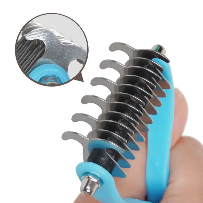 Cepillo para perros, removedor de pelo para mascotas, cuchillo de acero inoxidable, peine para perros, cepillo para perros de doble cara, cuchillo, peine para pelo de gato, nudo abierto, suministros para mascotas - imagen 5