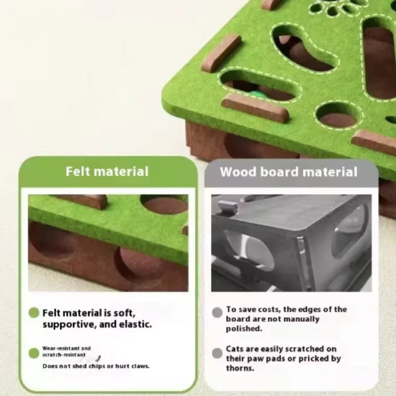 Juguete interactivo de rompecabezas de fieltro para gatos con pelota, caja para rascar ejercicio y entretenimiento para gatos de interior, deportes de simulación de caza - imagen 4
