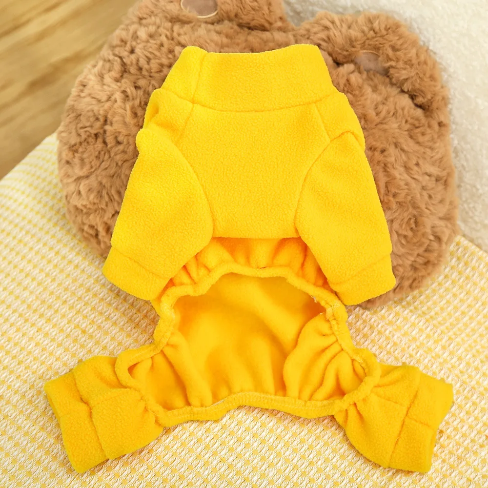 Ropa para perros, monos suaves y cálidos de lana para perros, bonito disfraz con patrón de oso para mascotas, abrigos con arnés para cachorros y gatos pequeños, 1 ud. - imagen 3