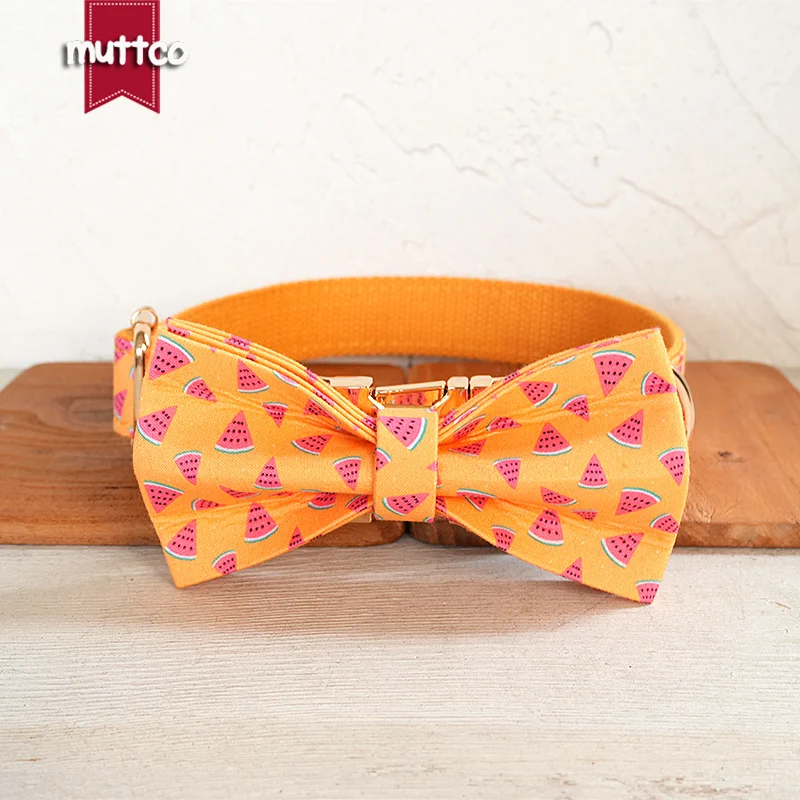 MUTTCO collar de perro con hebilla de metal grabado WATERMELON NARANJA collar de etiqueta de identificación de perro personalizado 5 tamaños placa de identificación anti-pérdida mascota UDC171 - imagen 4