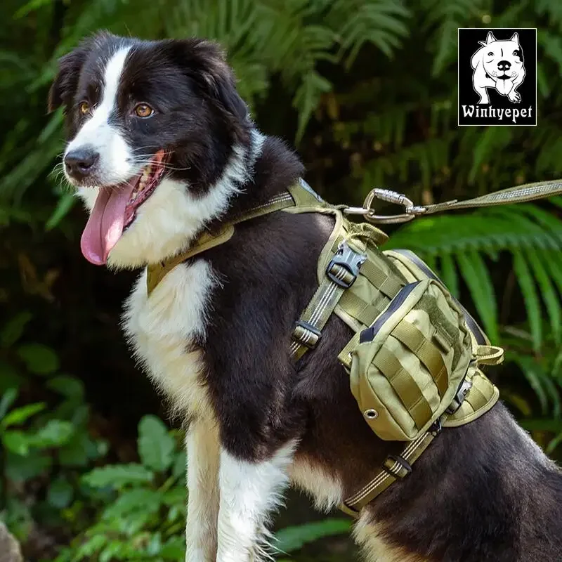 Winhyepet Tactical Dog Harness with Backpack 3M Reflective Sport Tactical Chest Set For Medium and Large Dogs Accessories - imagen 5