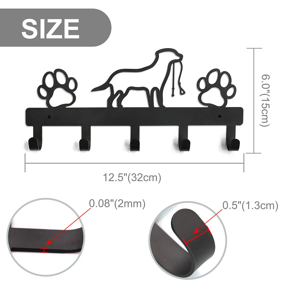 Gancho de Metal para colgar correas de perros, perchero montado en la pared para juguetes de mascotas, soporte para llaves, estante de almacenamiento, tornillos gratis, accesorios para mascotas, 5/7 ganchos - imagen 3