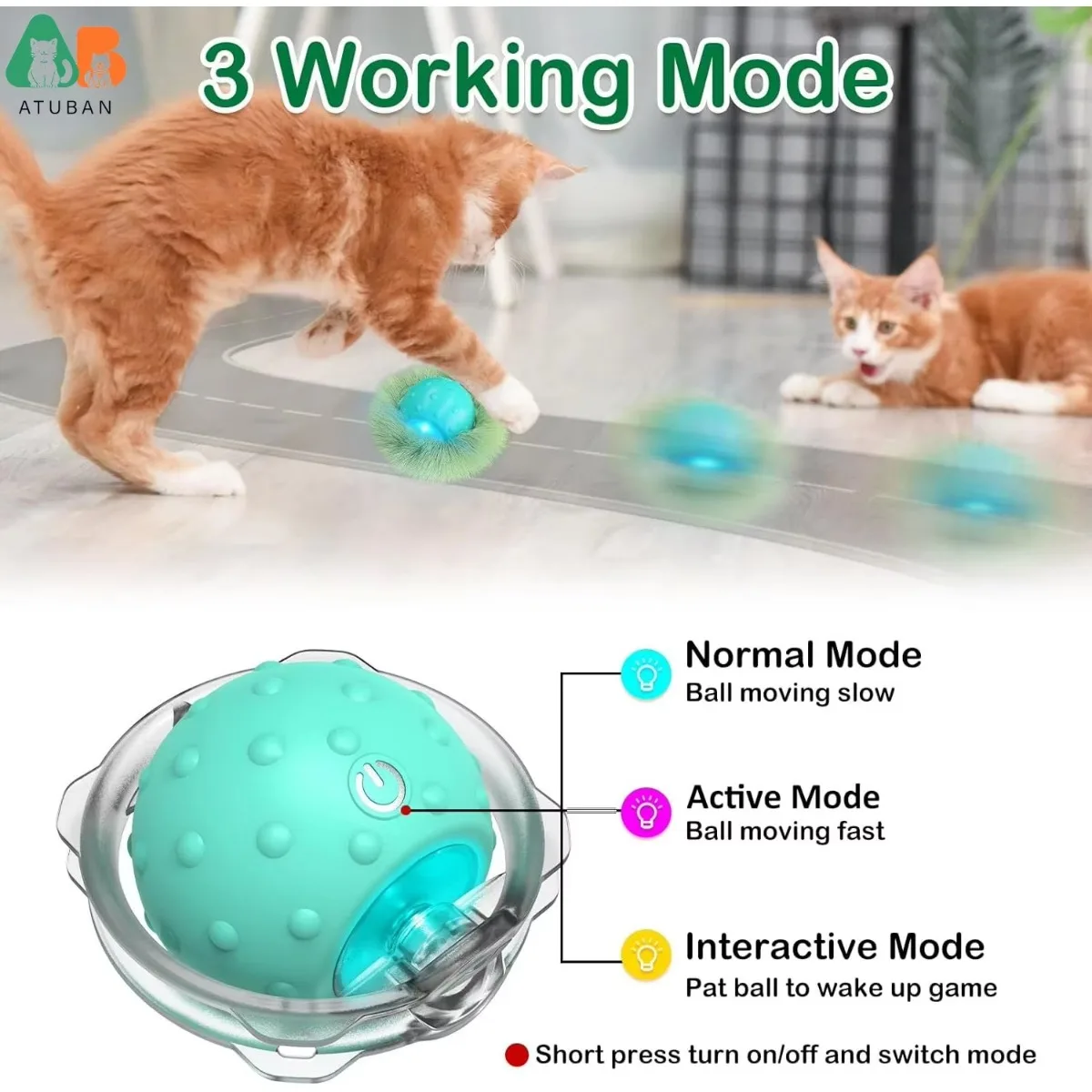 Juguetes interactivos para gatos, pelota para gatos de interior, túnel rodante rápido, juguete para gatos activado por movimiento, juguete para atrapar ratones ocultos - imagen 4