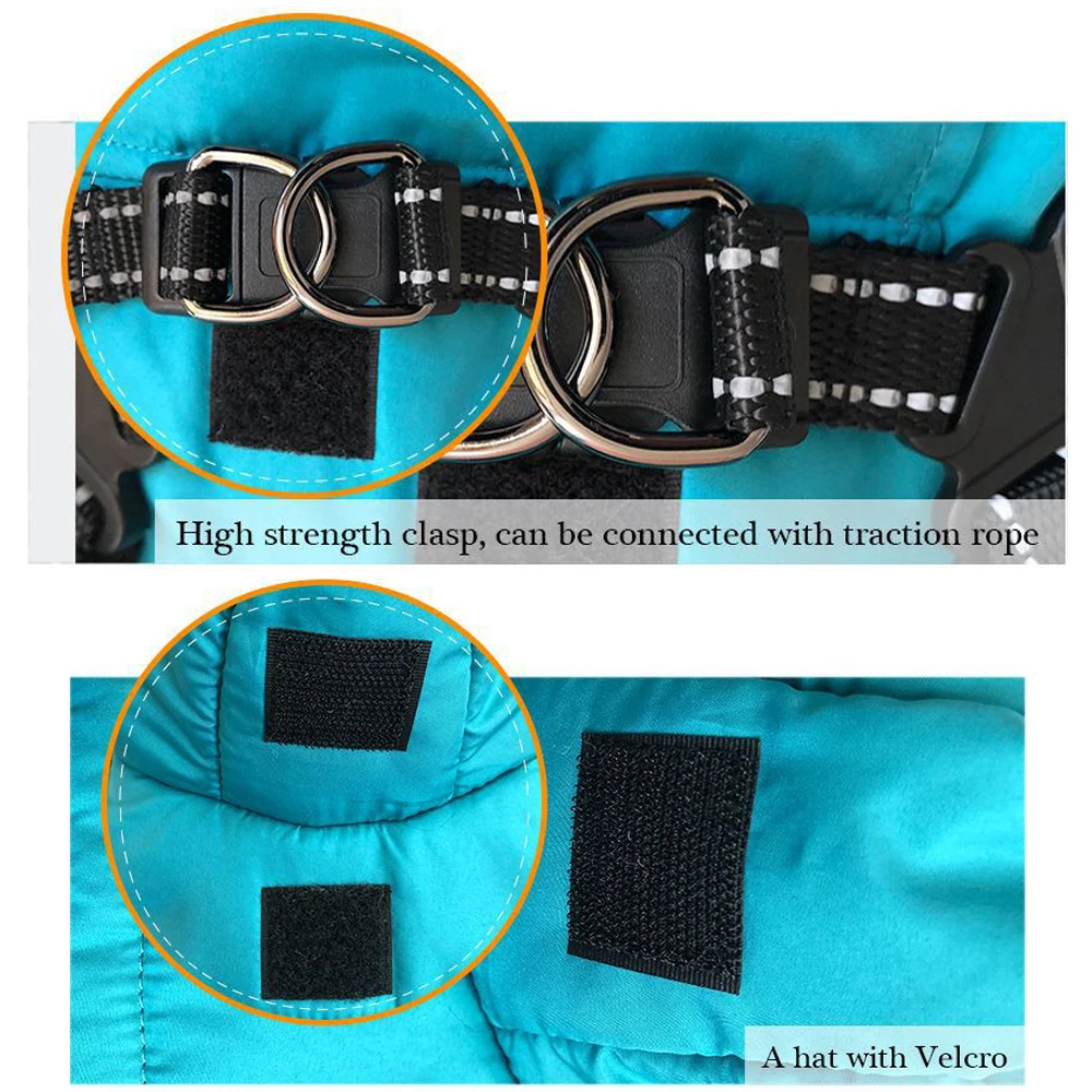 Chaqueta con Cuello de piel para perros pequeños, ropa de invierno muy cálida e impermeable para mascotas con arnés, abrigo con cremallera para Chihuahua Yorkshire - imagen 4