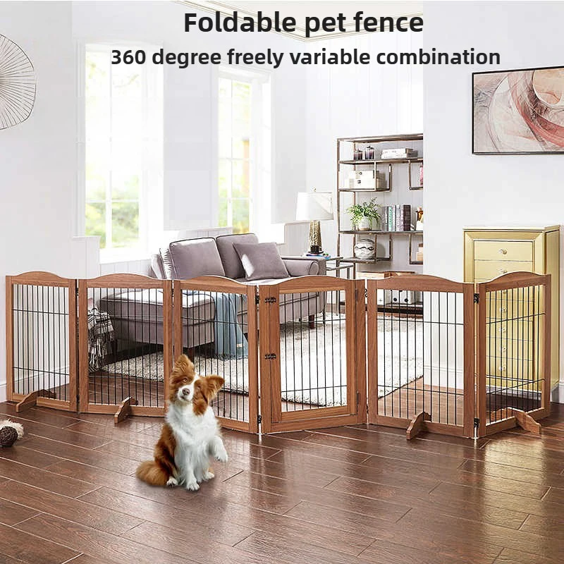 Puerta plegable grande para vallas para mascotas, parque portátil bonito para perros, puerta interior, combinación libre, vallas para perros, suministros antifuga para mascotas - imagen 2