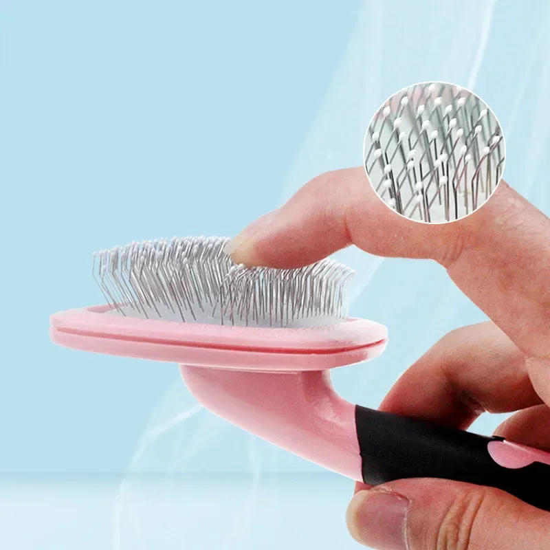 Peines de aguja para mascotas, Cepillo giratorio para cortar el pelo de perros pequeños y medianos, peine de anudado para depilación, suministros de aseo para perros y gatos - imagen 4