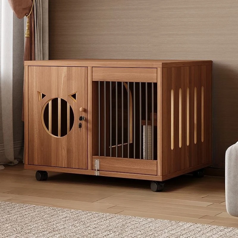 Casa de madera ventilada para gatos y perros pequeños con ruedas - imagen 3