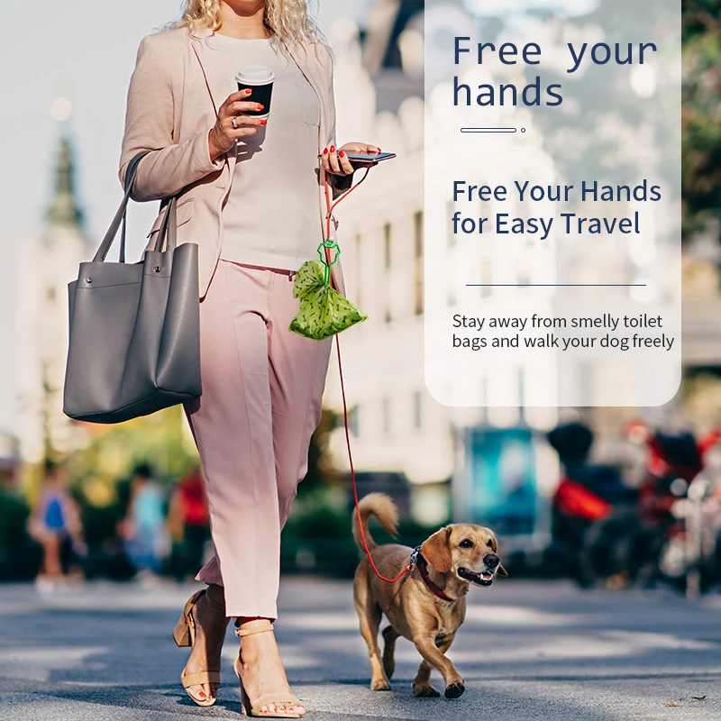 Bolsas de caca de perro con Clip de tracción para manos libres, dispensador de bolsas de inodoro, soporte dispensador de bolsas de caca de perro, suministros de limpieza para gatos - imagen 3