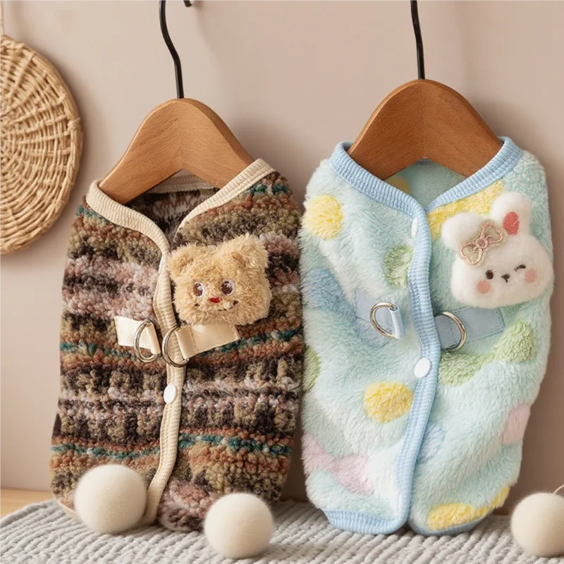 Chaqueta con estampado de animales para perro, abrigo de otoño, ropa de felpa para perro, abrigo suave y cálido para cachorro, chaleco para gato a la moda, chaqueta, disfraz para mascota Chihuahua