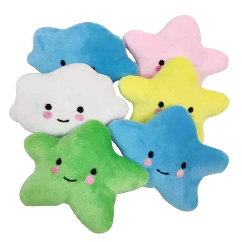 1/2 piezas de juguetes para masticar con chirrido de peluche para cachorros, forma de estrella, resistente a mordeduras para mascotas, perros, masticadores, juego de limpieza de dientes, suministros para perros - imagen 2