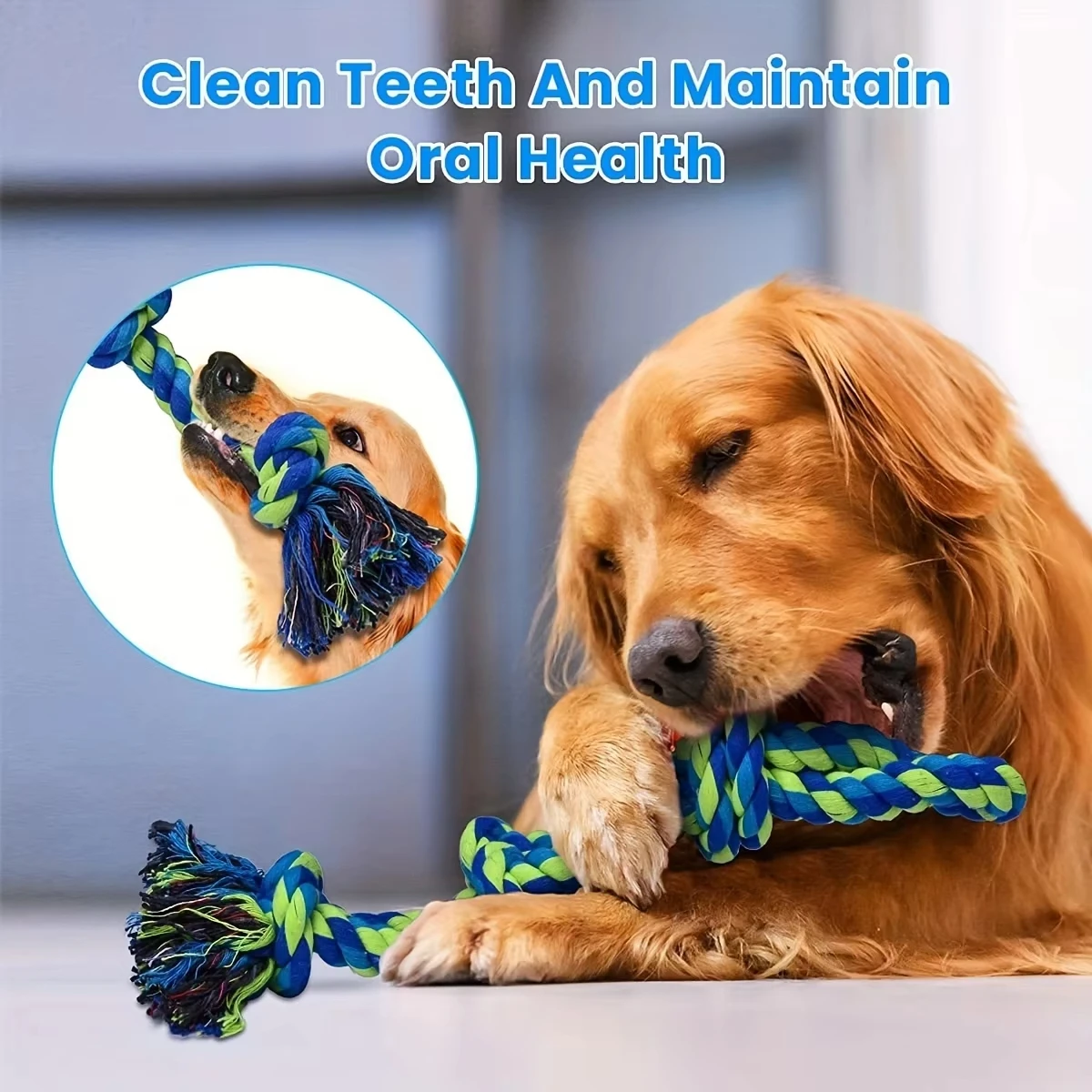 2Pcs Heavy-Duty Rope Knot Dog Toys for Large Breeds – Dental Health Chew & Interactive Tug of War Play 60cm 48cm - imagen 3