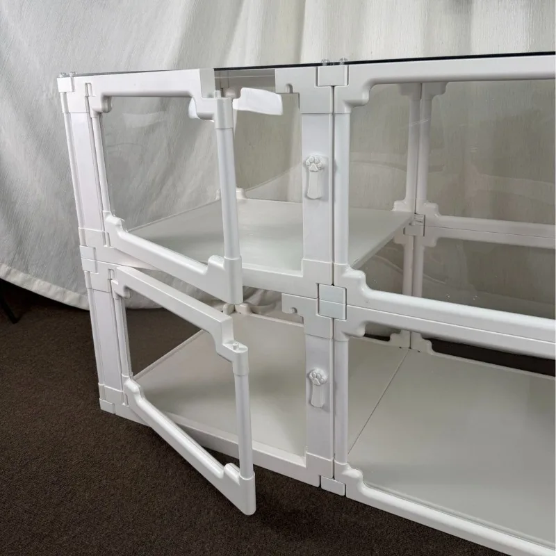 Jaula de valla para mascotas de doble capa para interiores, 40 + 40CM, jaula transparente para perros y gatos, perrera para perros pequeños, jaulas de lujo, suministros de muebles para mascotas - imagen 3