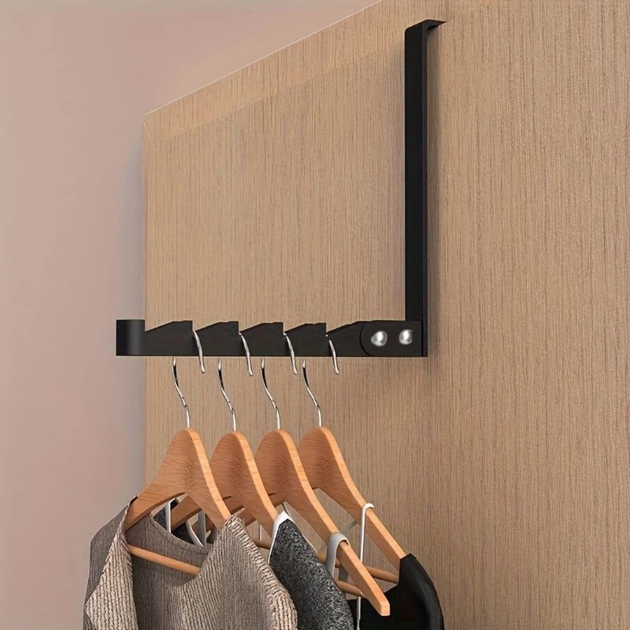 Perchero con ganchos plegables para encima de la puerta, estante creativo para secado de lavandería, ahorro de espacio, a prueba de herrumbre, organizador de puerta con 6 ranuras para apartamento