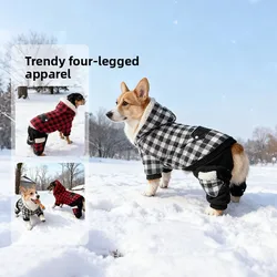 Capa con capucha a cuadros para perros – Abrigo de otoño e invierno