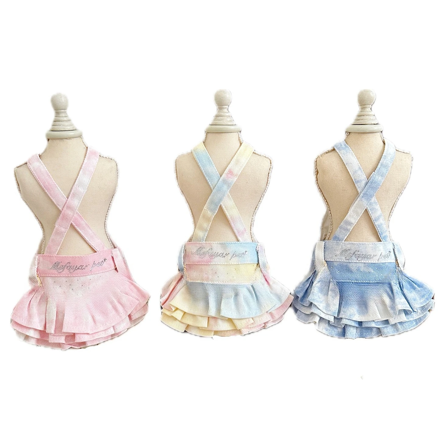 Media falda con diamantes Flash para mascotas, falda con tirantes de vaquero, falda abombada para las cuatro estaciones, vestidos para perros pequeños, ropa para cachorros - imagen 5