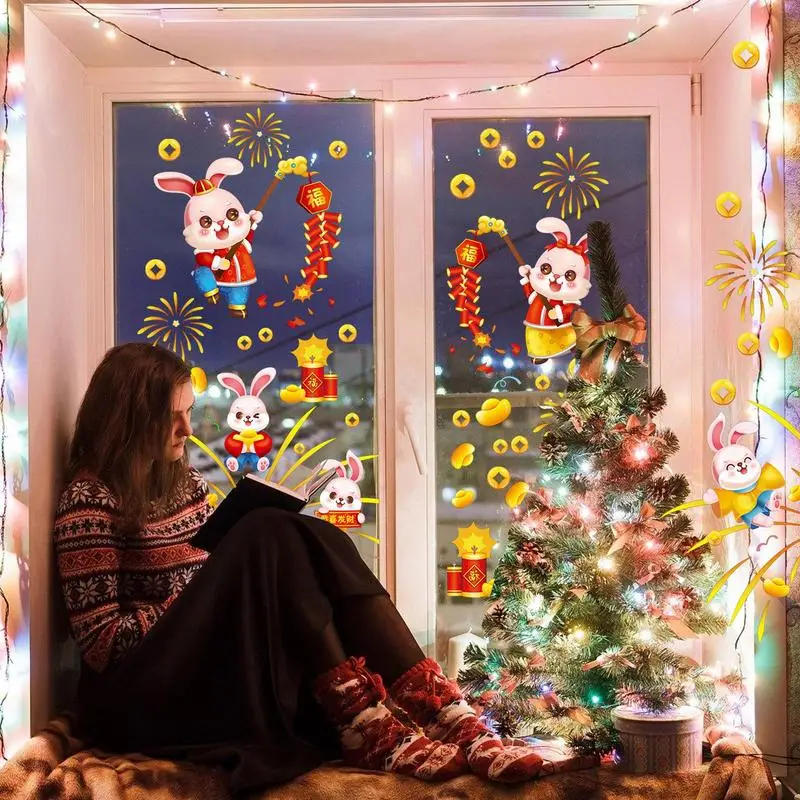 Pegatina de conejo de Año Nuevo Lunar, pegatina de puerta de Año Nuevo Chino, pegatinas de Año Nuevo Chino, pegatinas de ventana y puerta - imagen 5